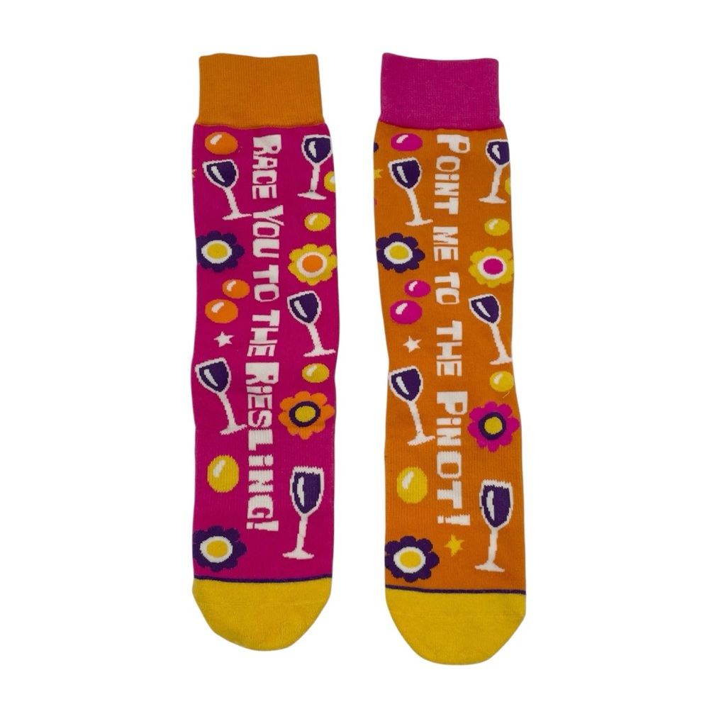 Wine Riesling Pinot Novelty Crew Socks Hallmark Toe of a Kind One Size Unisex